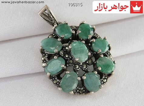 مدال نقره زمرد طرح بهار - 106315