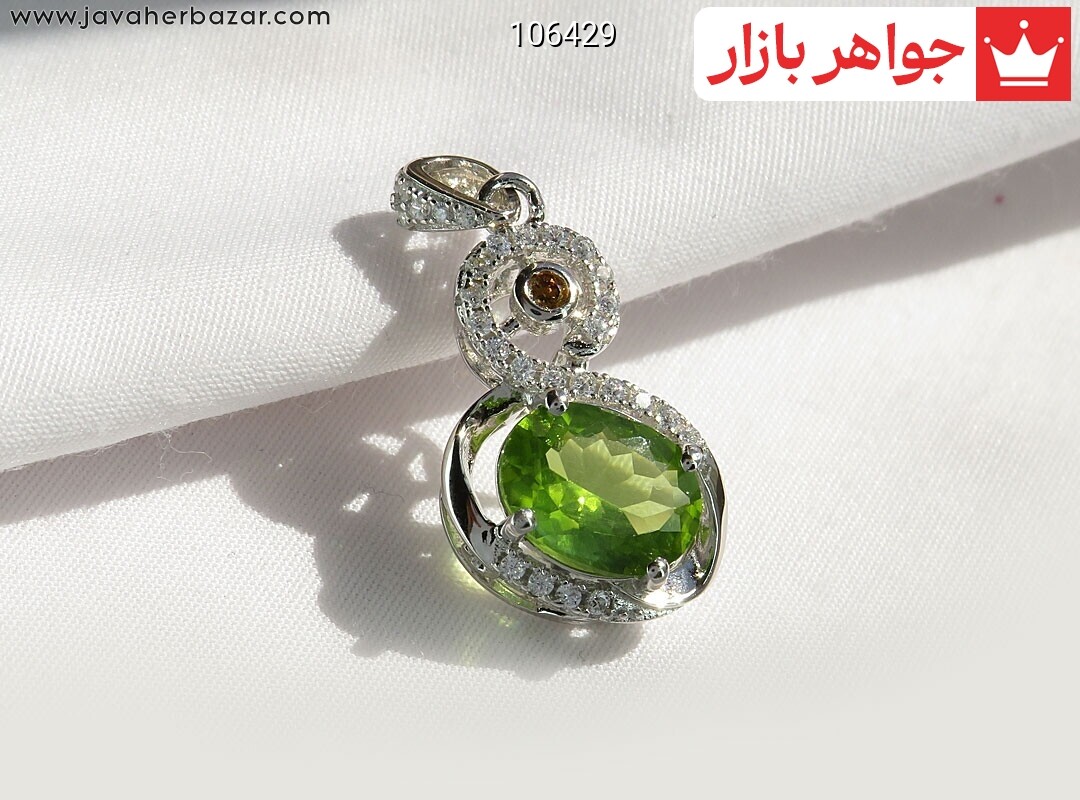 گردنبند نقره زبرجد طرح درسا
