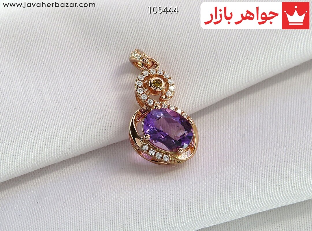 آویز نقره آمتیست طرح نازنین