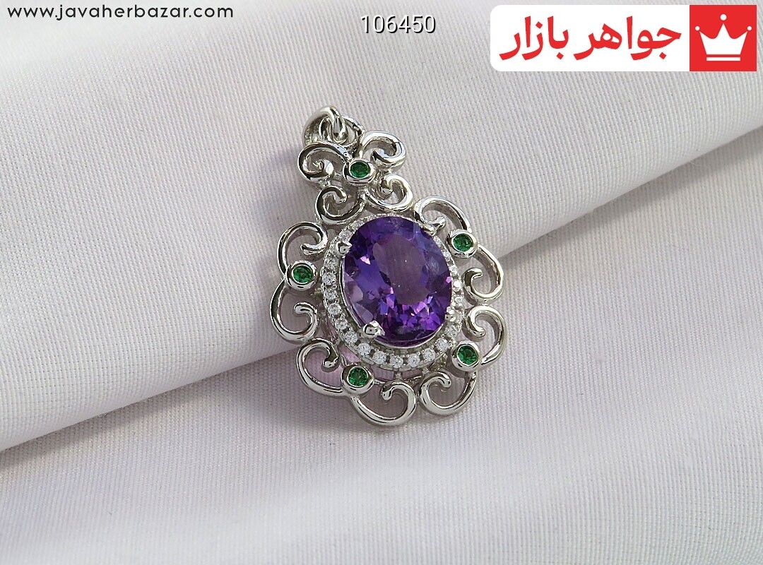 گردنبند نقره آمتیست طرح مهلقا