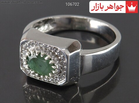 انگشتر نقره زمرد شیک مردانه - 106702