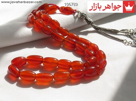 تسبیح عقیق یمنی نارنجی 33 دانه خوش دست - 106789