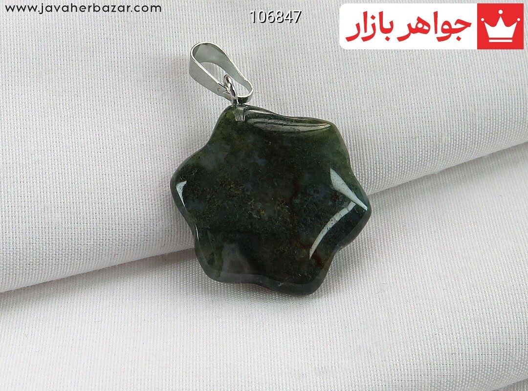 گردنبند عقیق خزه ای طرح شکوفه
