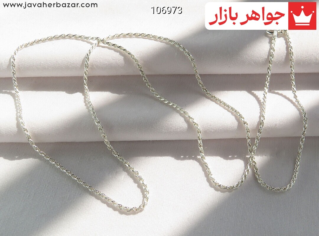 زنجیر نقره 50 سانتی طنابی ایتالیایی ظریف