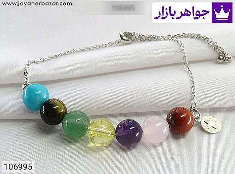 دستبند نقره چند نگین هفت چاکرا آسانسوری زنانه - 106995