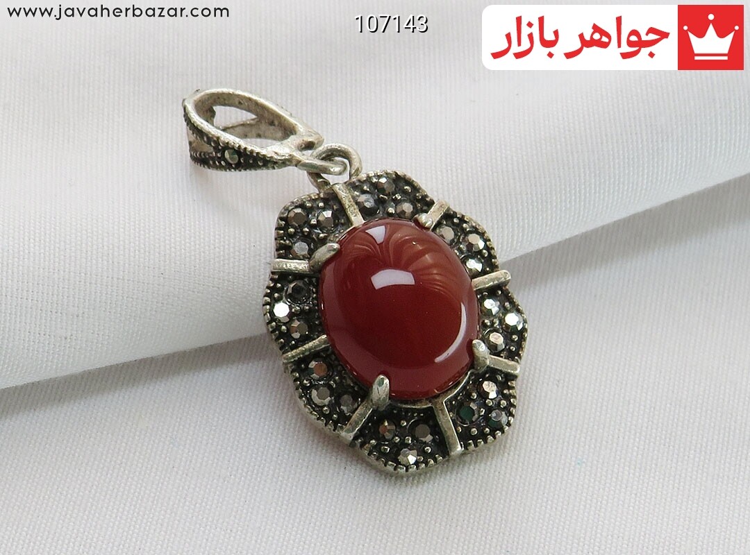 پلاک نقره عقیق قرمز سرخ