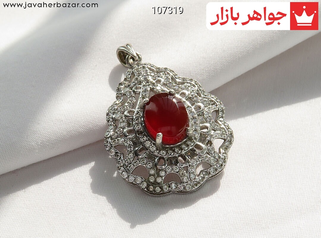 گردنبند نقره عقیق یمنی قرمز جذاب