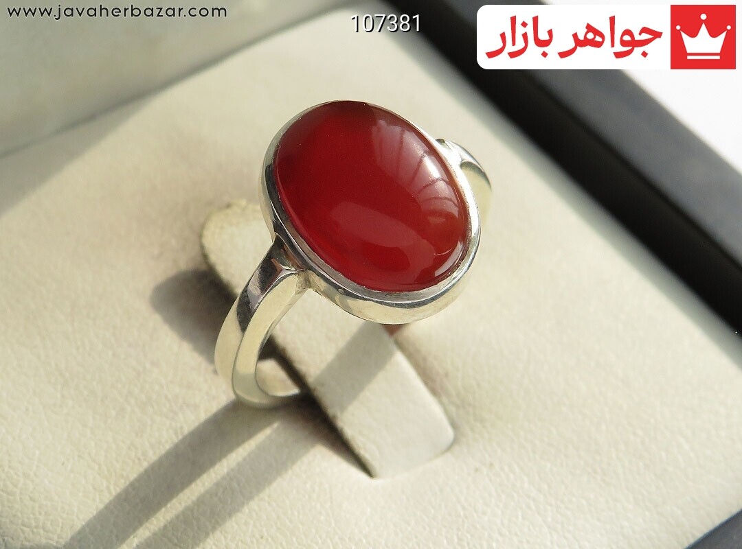 انگشتر نقره عقیق یمنی قرمز سرخ