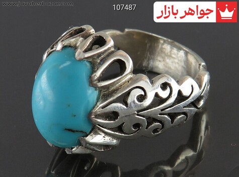 انگشتر نقره فیروزه مصری بی نظیر مردانه دست ساز