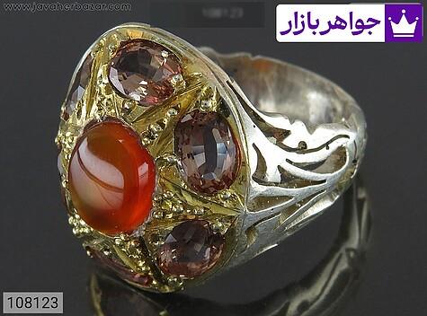 انگشتر عقیق یمنی و الکساندریت زولتانایت مردانه انگشتر نقره عقیق یمنی و الکساندریت زولتانایت جذاب مردانه دست ساز - 108123