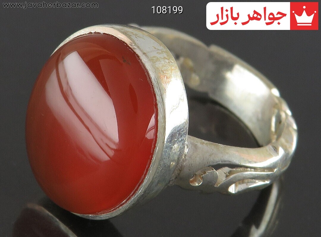 انگشتر نقره عقیق یمنی نارنجی پرتقالی مردانه دست ساز