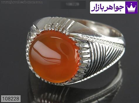 انگشتر عقیق یمنی نارنجی مردانه انگشتر نقره عقیق یمنی نارنجی جذاب مردانه - 108228