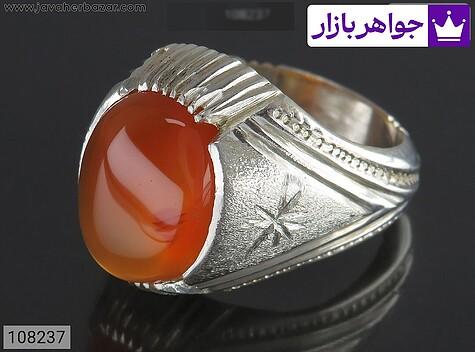 انگشتر عقیق یمنی نارنجی مردانه انگشتر نقره عقیق یمنی نارنجی حذاب مردانه - 108237