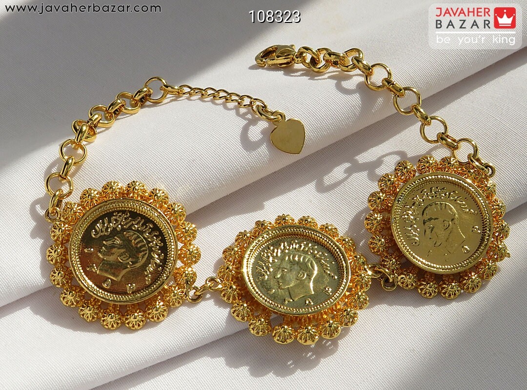 دستبند برنج طرح سکه ای زنانه
