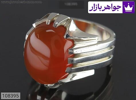 انگشتر عقیق یمنی نارنجی مردانه انگشتر نقره عقیق یمنی نارنجی لوکس مردانه دست ساز - 108395