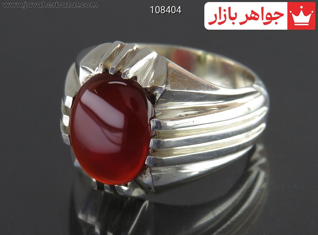 انگشتر نقره عقیق یمنی قرمز بی نظیر مردانه دست ساز