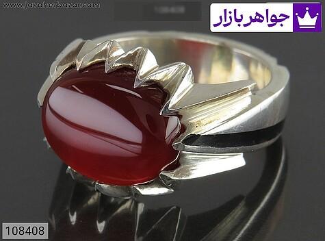 انگشتر نقره عقیق یمنی لوکس مردانه دست ساز - 108408