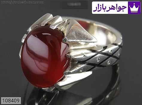 انگشتر عقیق یمنی مردانه انگشتر نقره عقیق یمنی اشرافی مردانه دست ساز - 108409
