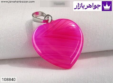 مدال صورتی مدال عقیق صورتی طرح قلب زنانه - 108840