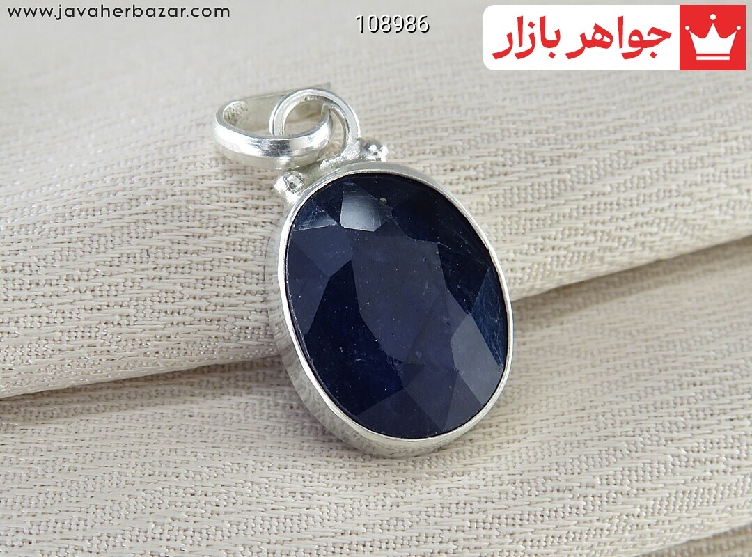 پلاک نقره یاقوت آفریقایی کبود دست ساز