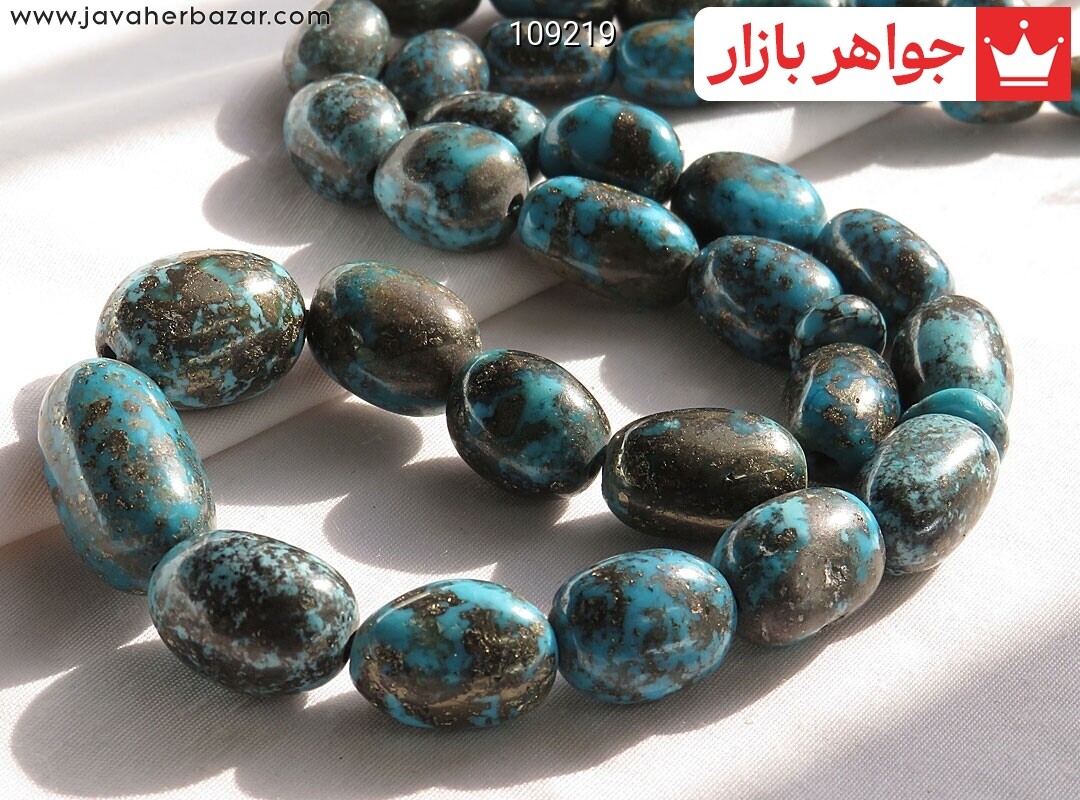 تسبیح فیروزه کرمانی 33 دانه خوش طرح رنگ شده