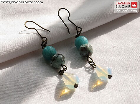 گوشواره مس جید طرح نسترن - 109328