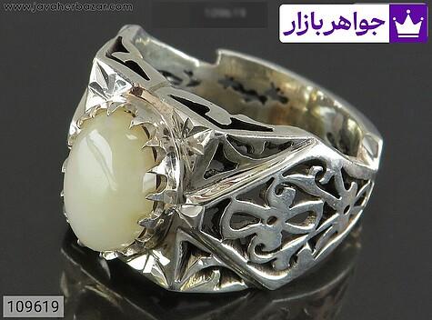 انگشتر نقره اپال اتیوپی بی نظیر مردانه دست ساز - 109619