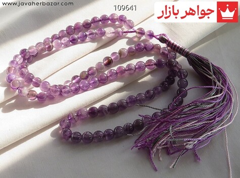 تسبیح آمتیست 101 دانه تراش گرد - 109641