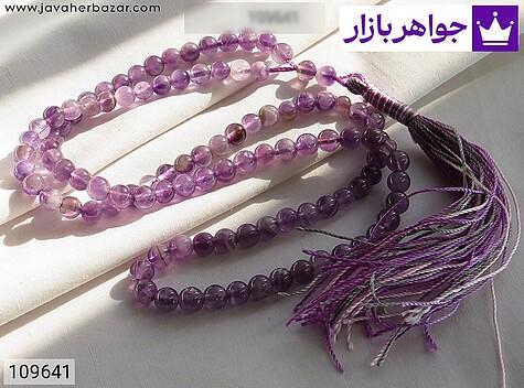 تسبیح سنگ ماه تولد بهمن تسبیح آمتیست 101 دانه تراش گرد - 109641