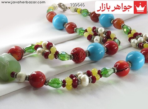 سینه ریز کریستال و مروارید و جید و مرجان و شاه مقصود - 109646