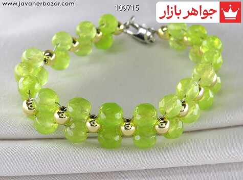 دستبند حدید و جید خوش رنگ زنانه - 109715