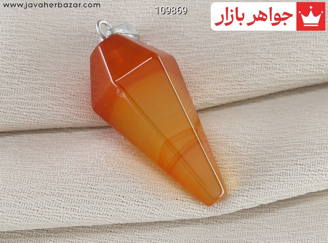 گردنبند عقیق نارنجی منشوری