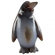 تندیس عقیق ژئود طرح پنگوئن تراش طبیعی کار دست