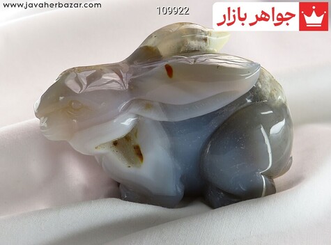 تندیس عقیق ژیود طرح خرگوش فاخرتراش طبیعی کار دست - 109922