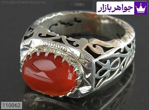 انگشتر عقیق یمنی نارنجی مردانه انگشتر نقره عقیق یمنی نارنجی اشرافی مردانه دست ساز - 110062