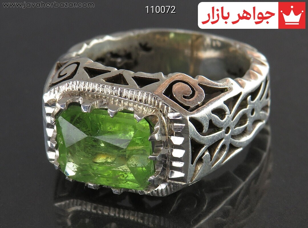 انگشتر نقره زبرجد اشرافی مردانه دست ساز