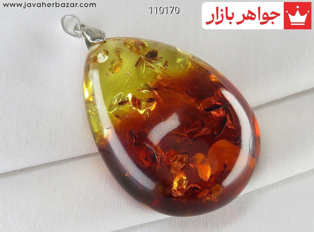 گردنبند رزین درشت اشکی دورنگ