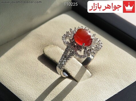 انگشتر نقره عقیق یمنی طرح نیوشا زنانه - 110225