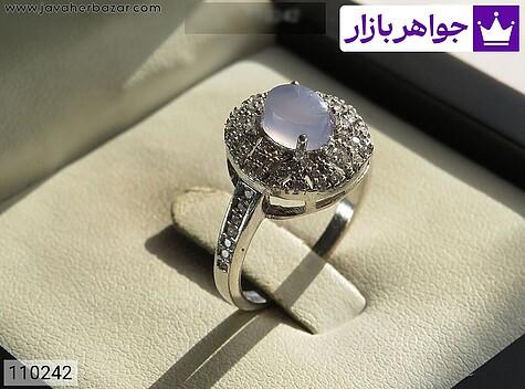 انگشتر عقیق یمنی زنانه انگشتر نقره عقیق یمنی کبود طرح نازی زنانه - 110242