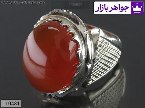 انگشتر عقیق یمنی نارنجی مردانه انگشتر نقره عقیق یمنی نارنجی درشت مردانه - 110431
