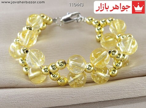 دستبند سنگی نقره سیترین و حدید صینی کم نظیر شیک زنانه - 110443