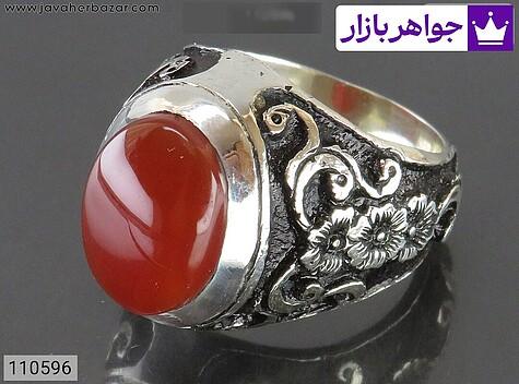 انگشتر عقیق یمنی قرمز مردانه انگشتر نقره عقیق یمنی قرمز بی نظیر مردانه دست ساز - 110596