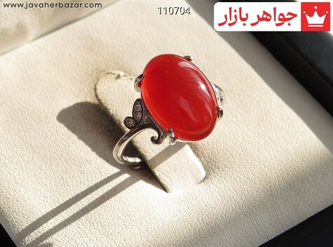 انگشتر نقره عقیق قرمز خوشرنگ زنانه