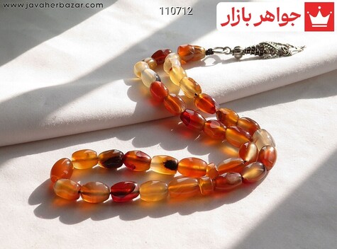 تسبیح عقیق یمنی نارنجی 33 دانه خوش دست - 110712
