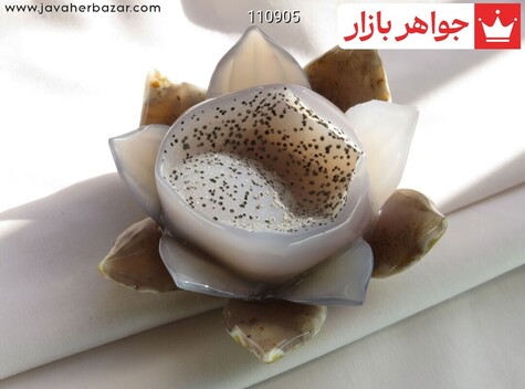 تندیس عقیق ژیود فاخر طرح گل تراش طبیعی دست - 110905