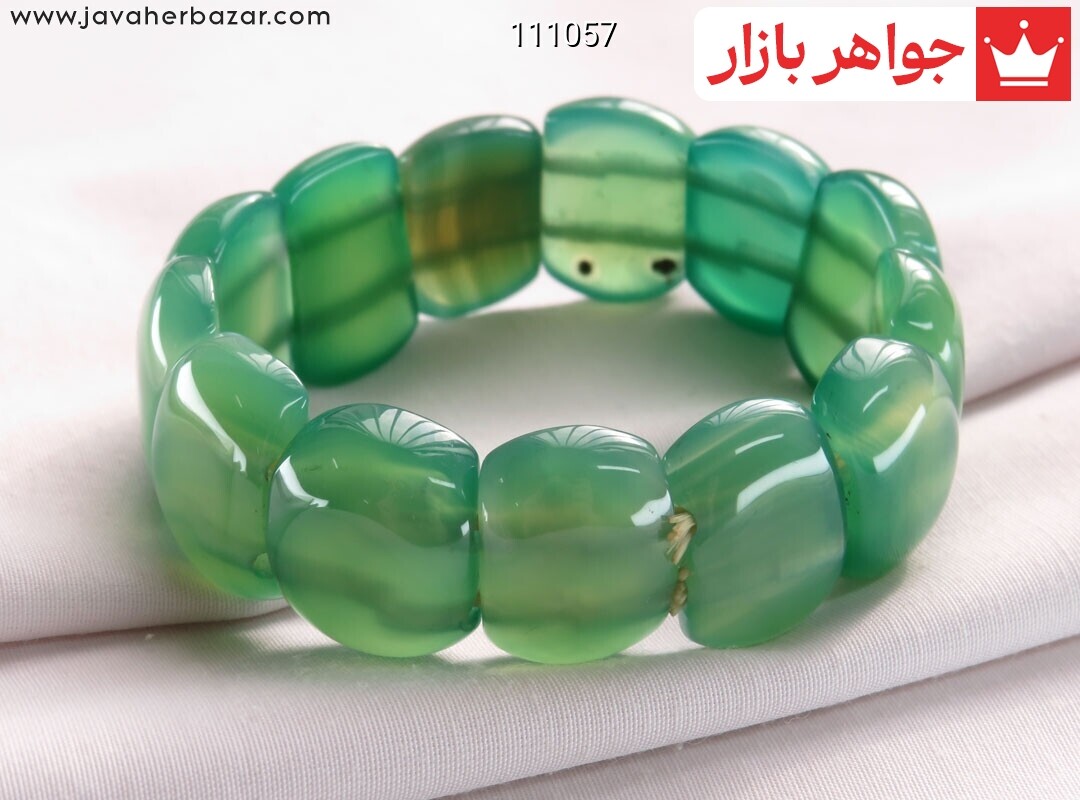 دستبند سنگی عقیق طبیعی سبز