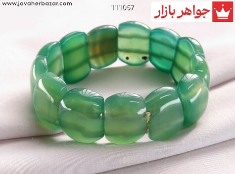 دستبند سنگی عقیق طبیعی سبز - 111057