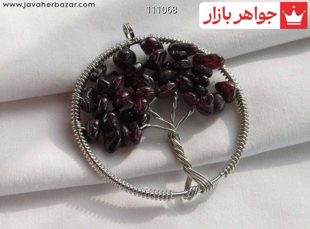 پلاک استیل یاقوت قرمز سیلان طبیعی طرح درخت زندگی