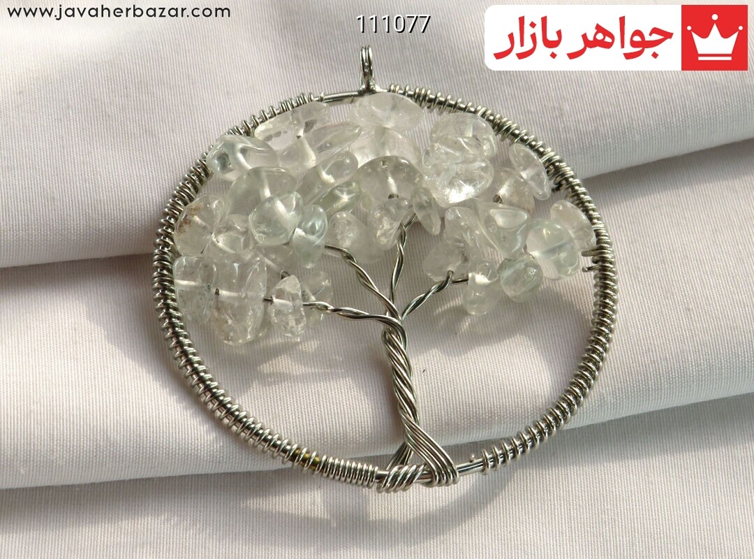 گردنبند کوارتز سفید طرح درخت زندگی