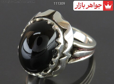 انگشتر نقره عقیق یمنی سیاه جزع مردانه